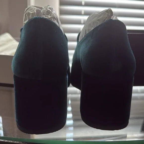 Larroude Blair Flatform Mary Janes new with box color deepsea velvet teal - Picture 4 of 8